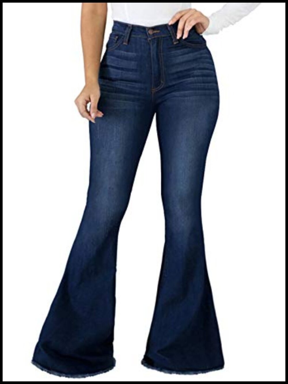 SeNight Women's Ripped High Waist Flared Jeans with Raw Hem